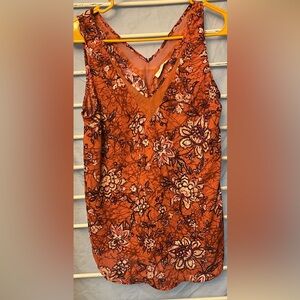 Maurices V-Neck Floral Blouse - Rust and Black